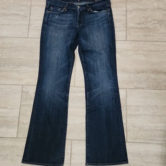 7FAM 7 FOR ALL MANKIND Bootcut Medium Blue Wash Boot cut Jeans 29 Denim Vintage - Picture 2 of 14